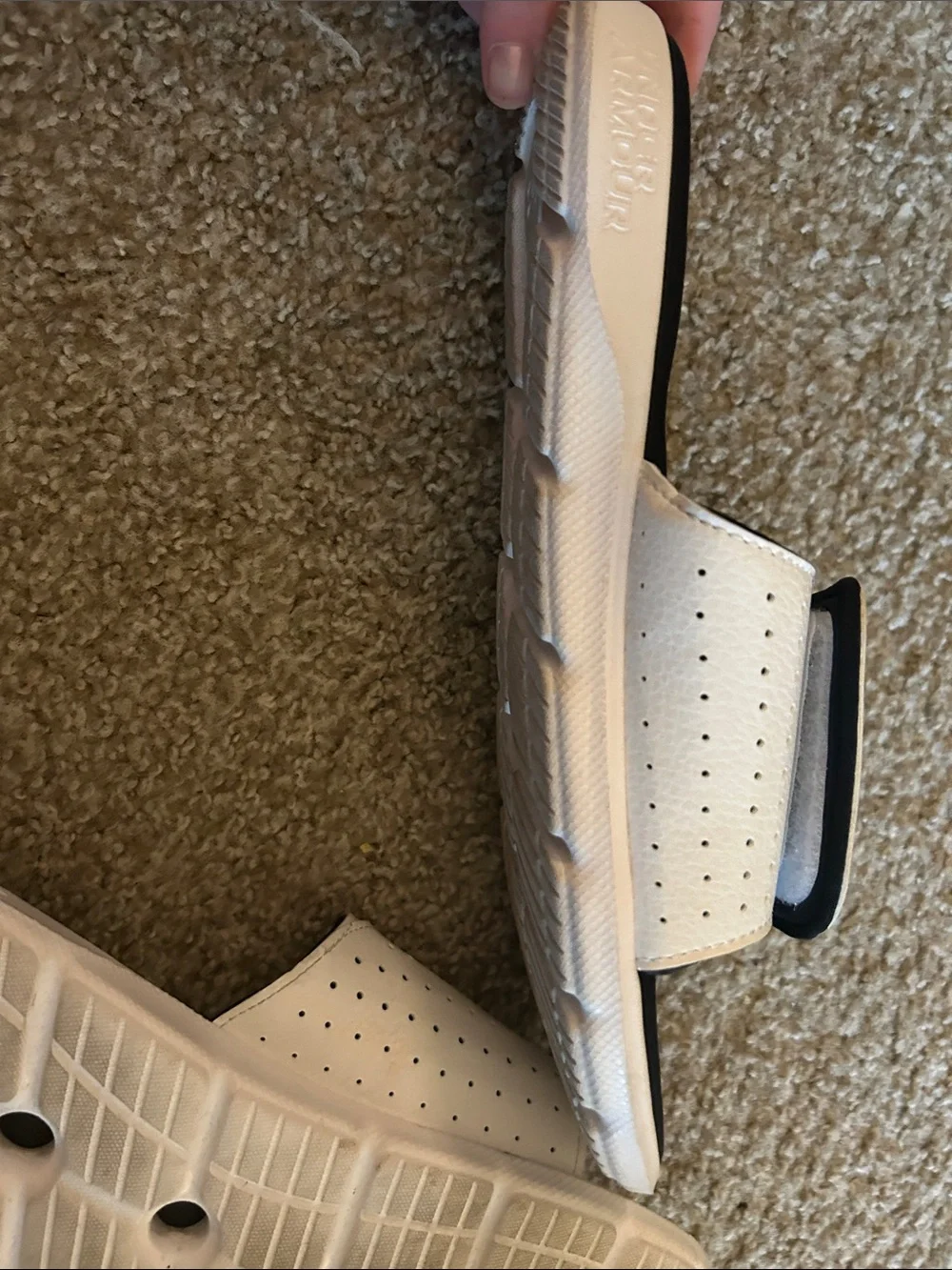 Under Armour Black and White Slide Sandals